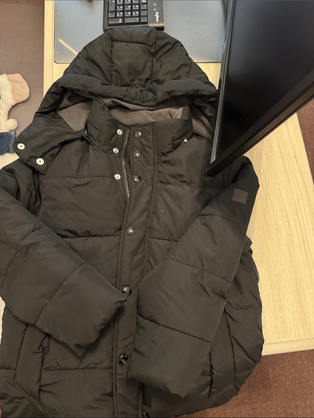 GAP Men's Black Hooded Puffer Coat